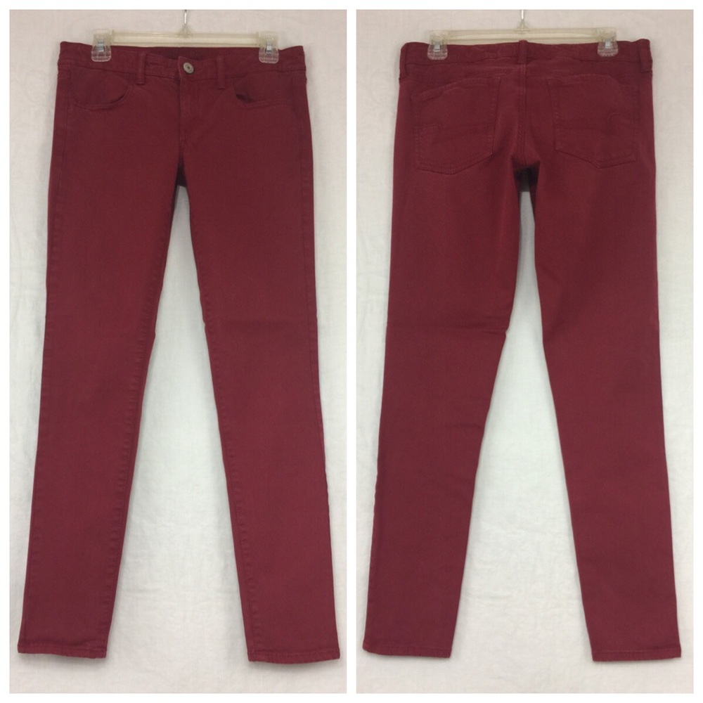 SALE AMERICAN EAGLE JEANS BRICK RED Jegging Superstretch AEO Womans Jean Size 6